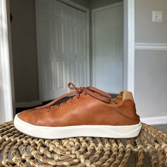 OluKai Men's Lae'ahi Lī 'Ili Leather Lace Up Sneakers- Fox Tan Brown - US 8 - Picture 7 of 10